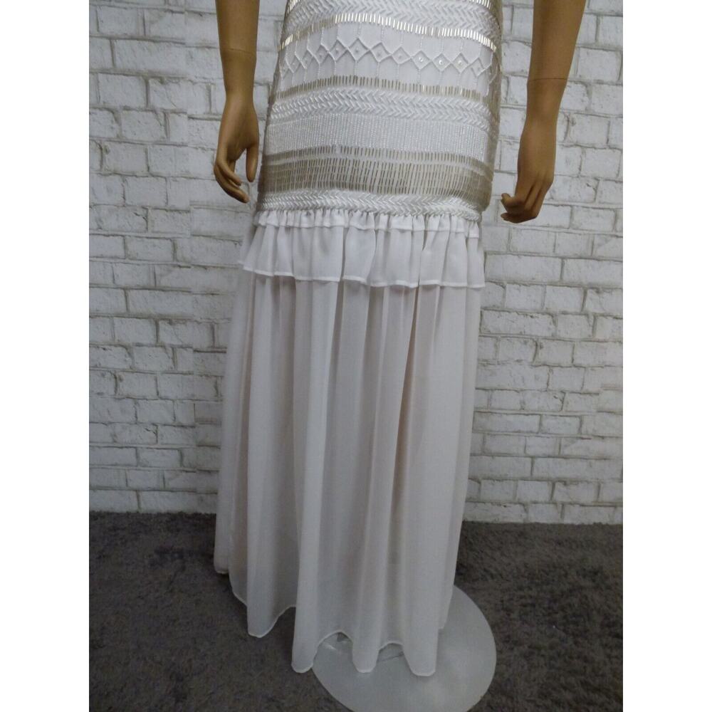 Tularosa White Beaded Chiffon Mermaid Maxi Dress 2 NEW - Picture 12 of 13